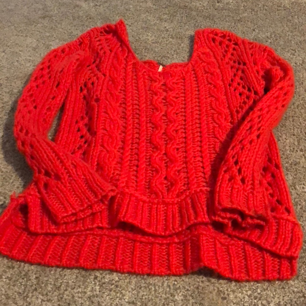 Red free people sweater